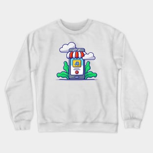 Online Music Store Mobile Music Shop with Note Cartoon Vector Icon Illustration Crewneck Sweatshirt